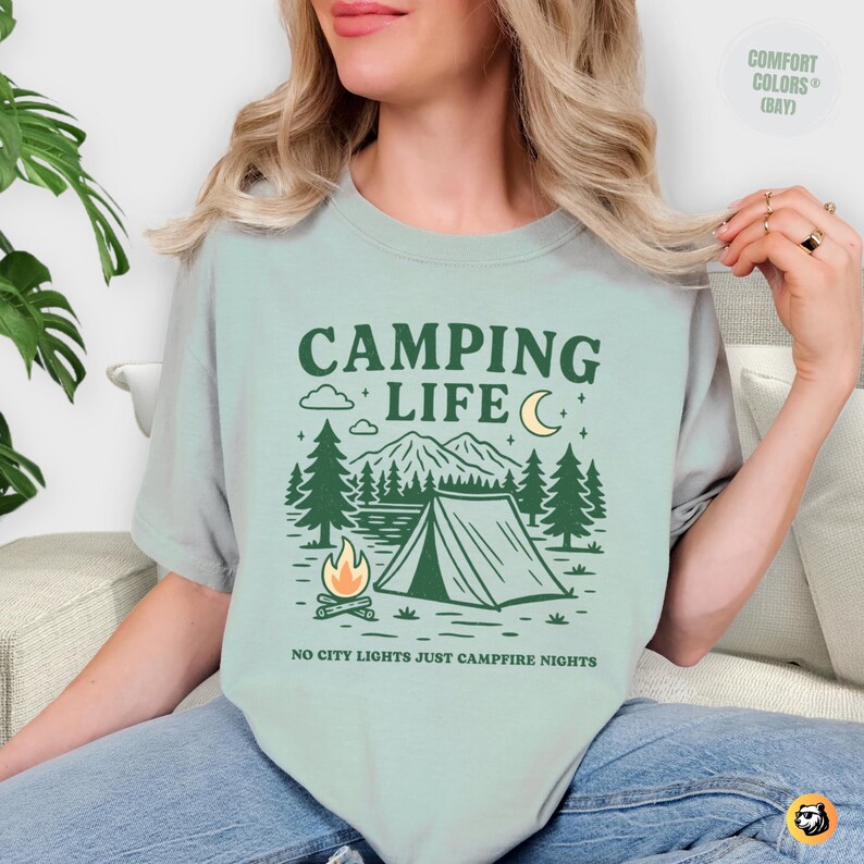 Camping Life Comfort Colors Shirt: Campfire Nights Tee Bay