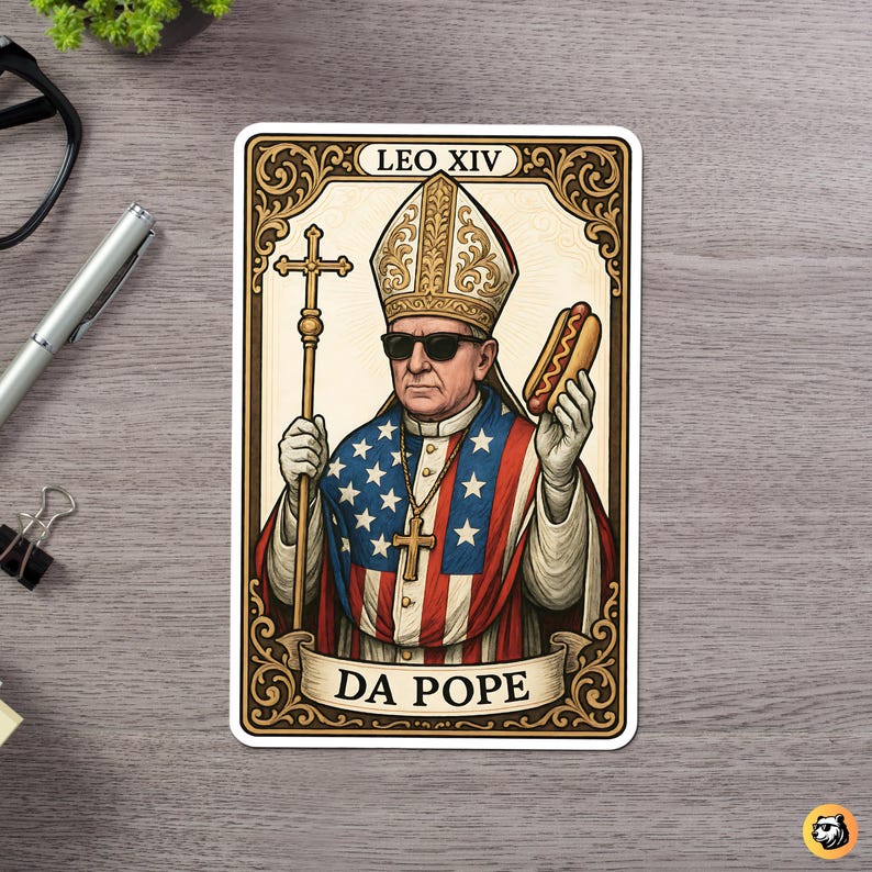 Pope Ld18 Sticker Da Pope Leo XIV Funny Sticker: American Catholic Meme, Waterproof Vinyl ...