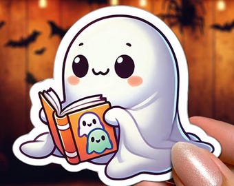 Halloween Ghost Reading Sticker, Book Lover Gift