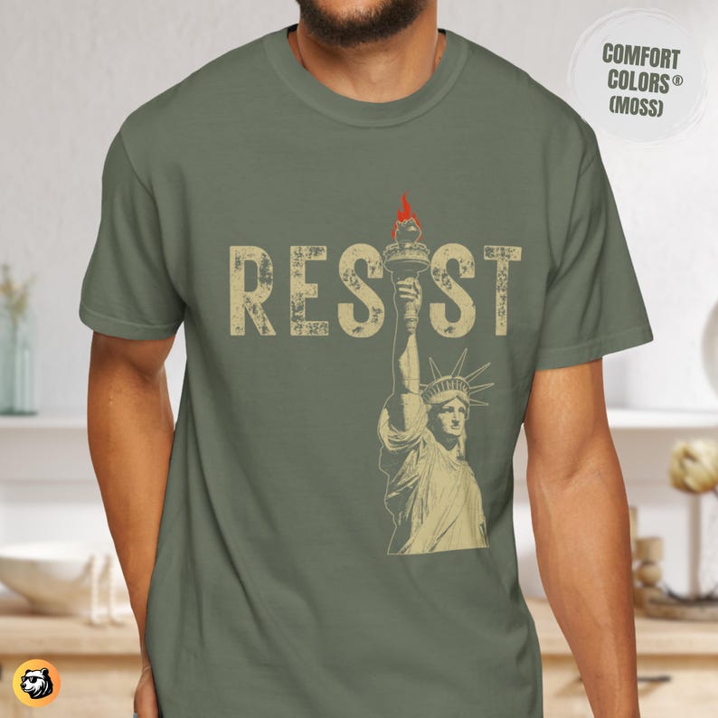 Resist Vintage Lady Liberty Shirt: Distressed Activist Tee Moss