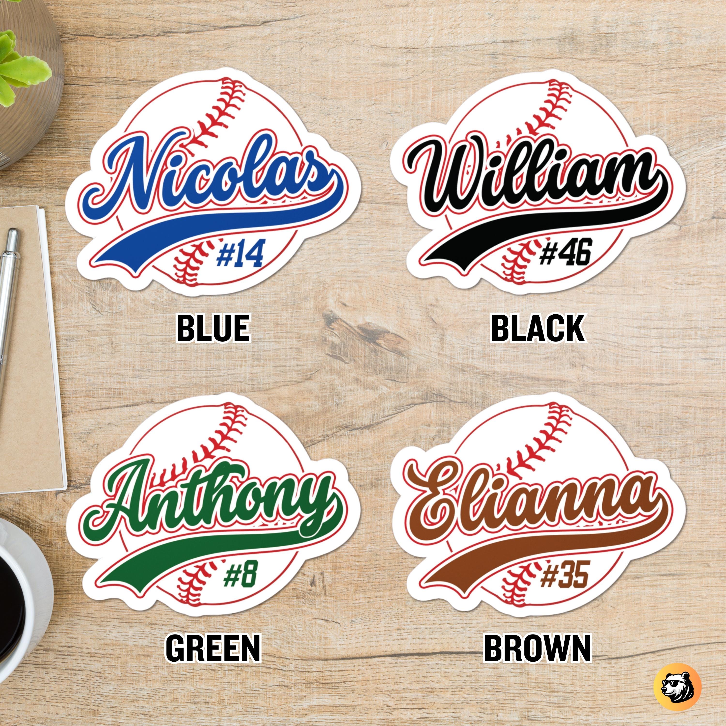 Custom Baseball Name & Number Decal: Waterproof Swoosh Sticker - Etsy