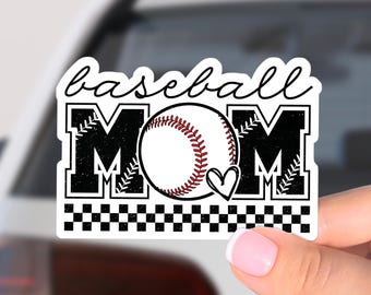 Baseball Mom Sticker: Retro Car Decal, Waterproof Laptop Decal
