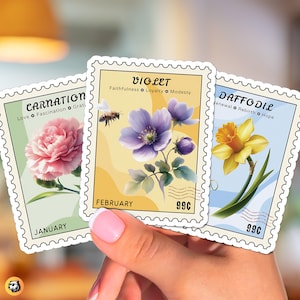 Birth Flower Stamp Stickers: Monthly Floral Design