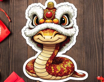 Lion Dance Snake Sticker: Lunar New Year 2025