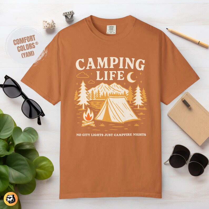 Camping Life Comfort Colors Shirt: Campfire Nights Tee Yam