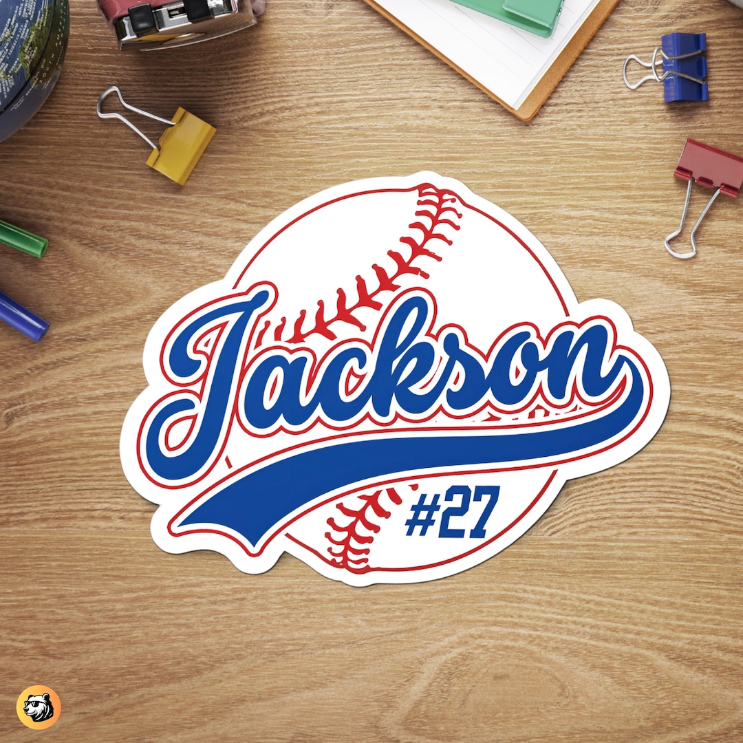 Custom Baseball Name & Number Decal: Waterproof Swoosh Sticker - Etsy