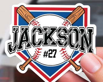 Custom Baseball Sticker: Personalized Name & Number, Sports Decal