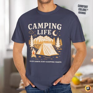 Camping Life Comfort Colors Shirt: Campfire Nights Tee Denim