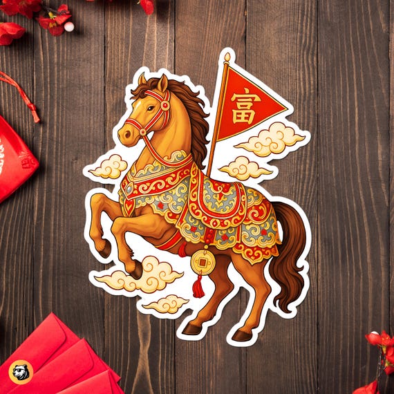 Year of the Horse 2026 Sticker: Chinese Lunar New Year Zodiac