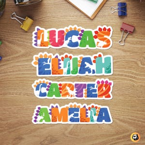 Custom Dinosaur Name Sticker: Waterproof Vinyl Decal for Kids