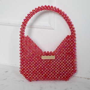 Elegante Perlen Tasche: Stilvolle Perlen Clutch, Geschenk für Sie, handgefertigte Perlen Tasche, Perlen Tote, Perlen Clutch