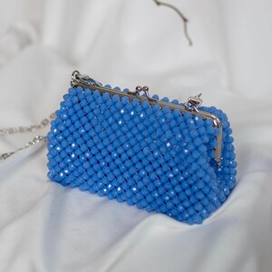 Bolso de cuentas, bolso de cuentas, bolso de cuentas hecho a mano, monedero de cuentas, bolso de abalorios, bolso de cuentas azul bebé, bolso de cuentas hecho a mano, bolso de mano de cuentas, cartera de cuentas