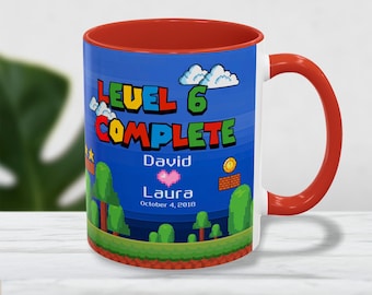 Taza Gamer del 6.º Aniversario: Diseño de videojuego retro personalizado