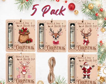 Weihnachtsgeschenk-Halter-Ornamente, 5er-Set mit Weihnachtsmann- und Rentiermotiven