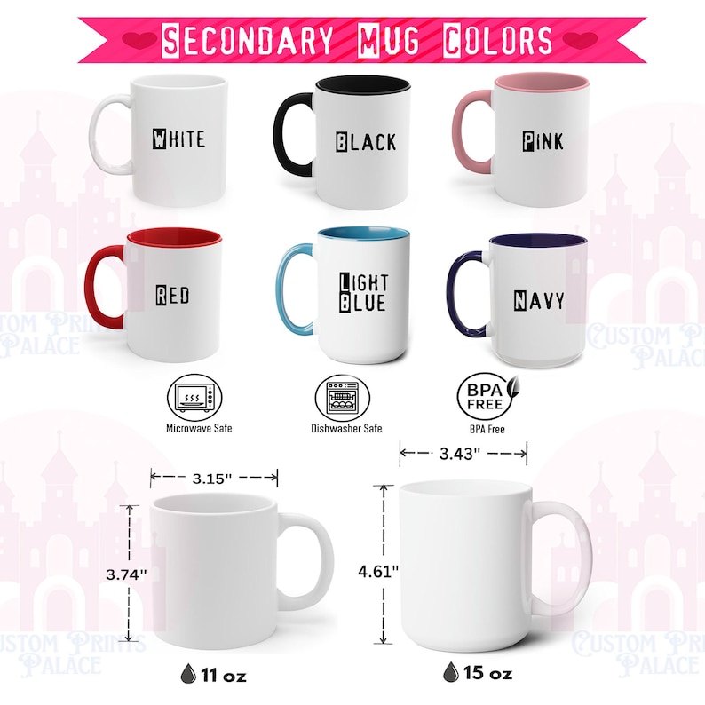 Pode incluir: Um conjunto de seis canecas de cer&acirc;mica branca de 11 e 15 on&ccedil;as com bordas de cores diferentes. As cores das bordas s&atilde;o branco, preto, rosa, vermelho, azul claro e azul marinho. As canecas s&atilde;o adequadas para microondas e lava-lou&ccedil;as e livres de BPA.