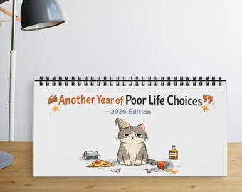 Bureaukalender 2026 - Another Year of Poor Life Choices, grappige kattenkalender, wit