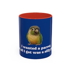 Silly Goose Mug: Parrot Lover Gift, Green Cheek Conure, 11 oz