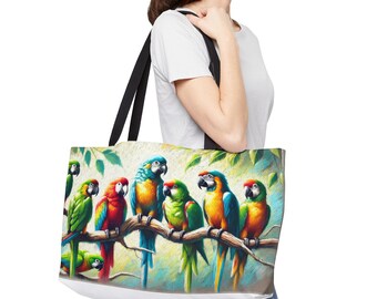 Colorful Parrots Tote Bag