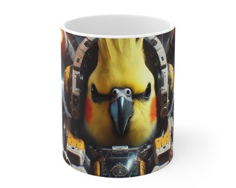 Coffee Mug featuring a Cockatiel Birb Warrior
