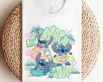 Stitch Beach Bum Shirt, Disney Summer Vibes Shirt, Stitch Surfing Shirt, Disney Stitch Summer Tshirt, Disneyland Vacation Shirts, Funny Tee