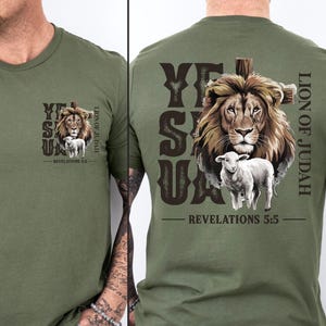 The Lion Of Judah Shirt, Christian Lion Design Shirt, YESHAU Shirt, Religious Shirt Gift, Bible Verse Tee, Jesus Lover Gift, Christian Shirt