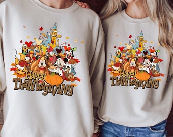 Happy Thanksgiving Sweatshirt, Happy Thanksgiving Mickey And Friends Shirt, Happy Thanksgiving Family Gift, Magical Kingdom Tee, Family Gift