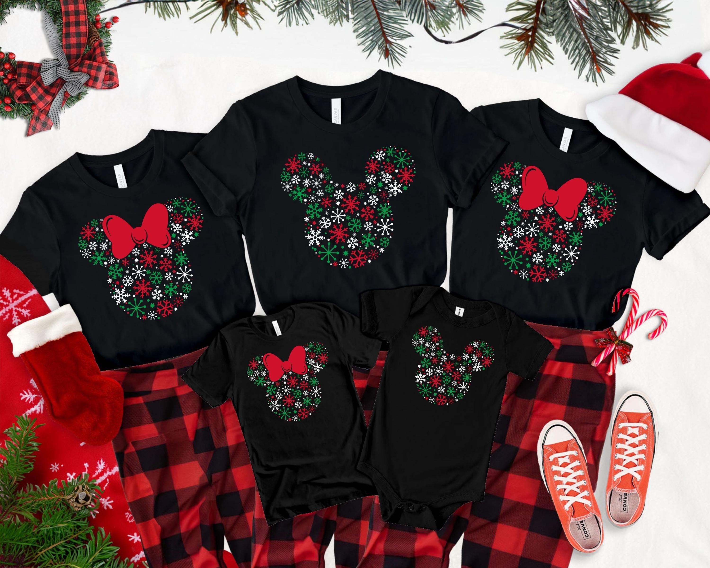 Mickey Minnie Christmas Shirt, Cute Mickey Christmas Snow Sweatshirt, Christmas Family Matching Tshirt, Christmas Gift, Xmas Winter Sweater