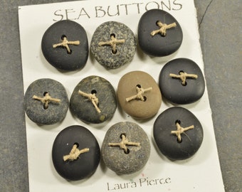 The ten   a set of assorted Maine sea stone buttons ecochic  ocean style for knitters and jewelry craft