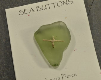 Big and beautiful sea foam sea glass heart shaped button from the coast of Maine