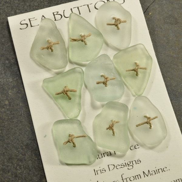 So beautiful    a set of nine sea foam  green natural Maine sea glass buttons quirky ocean statement buttons for knits and jewelry craft