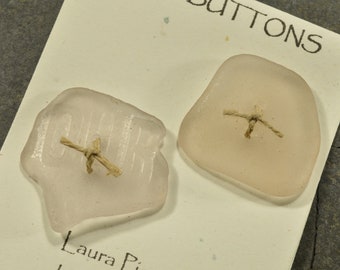 OUR a set of two lavender drilled sea glass buttons from the coast of Maine to embellish crafts quilts knitting sweaters