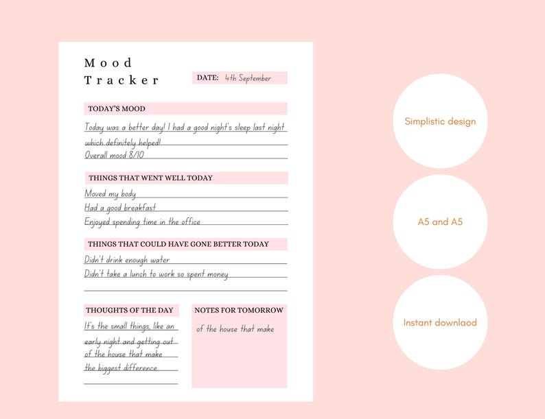Customisable Printable Mood Tracker: Easy Journal for Emotional Well ...
