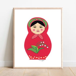 Lily Matyroshka Nursery Art Print, Russian Stacking Doll Art Print, Toddler Room Art, Nursery Decor, Nesting dolls, Alina Art & Design