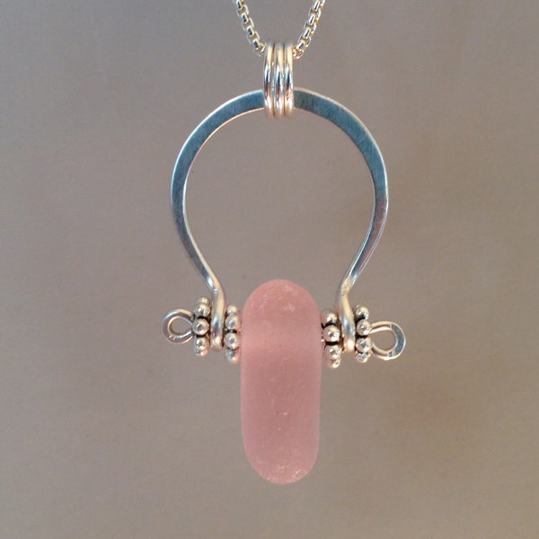 Pink Seaglass Arch Pendant