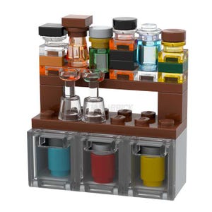 LEGO &quot;Brickhouse Bar&quot;: estantes para botellas y refrigeradores [MiniMOC]