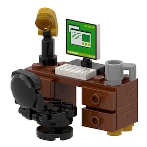 LEGO &quot;Classic Business Desk&quot; - Computer, Lamp, Cup, Draws [MiniMOC]