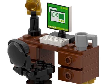 LEGO &quot;Classic Business Desk&quot; - Computer, Lamp, Cup, Draws [MiniMOC]