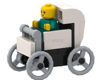 LEGO "Baby Bassinet Pram" - Buggy/Pushchair, Black/White [MiniMOC]