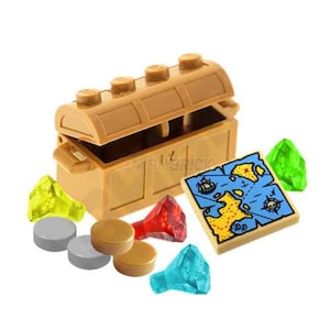 LEGO "Treasure Chest" Klejnoty, Monety, Mapa, Skrzynia Nougat [MiniMOC]