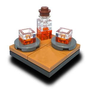 LEGO &quot;The Whiskey Table&quot; - Bottle, 2 Glasses [MiniMOC]