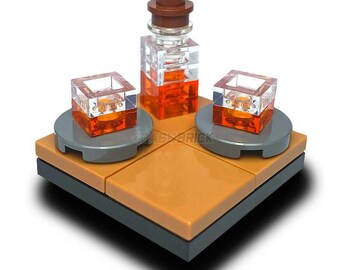 LEGO &quot;The Whiskey Table&quot; - Bottle, 2 Glasses [MiniMOC]
