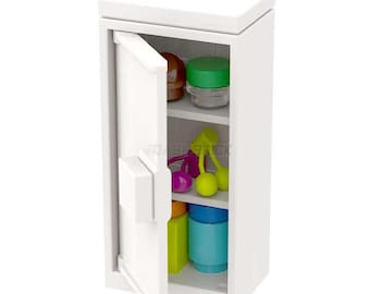 LEGO &quot;Refrigerator&quot; - Fridge, Stocked with Food, White [MiniMOC]