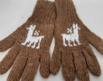 Tan   alpaca gloves .  Baby alpaca knitted  gloves. 1 available in solid tan with a white baby alpaca picture. Main pictre .