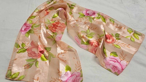 Vintage silk scarf, kerchief, shawl. German silk … - image 1