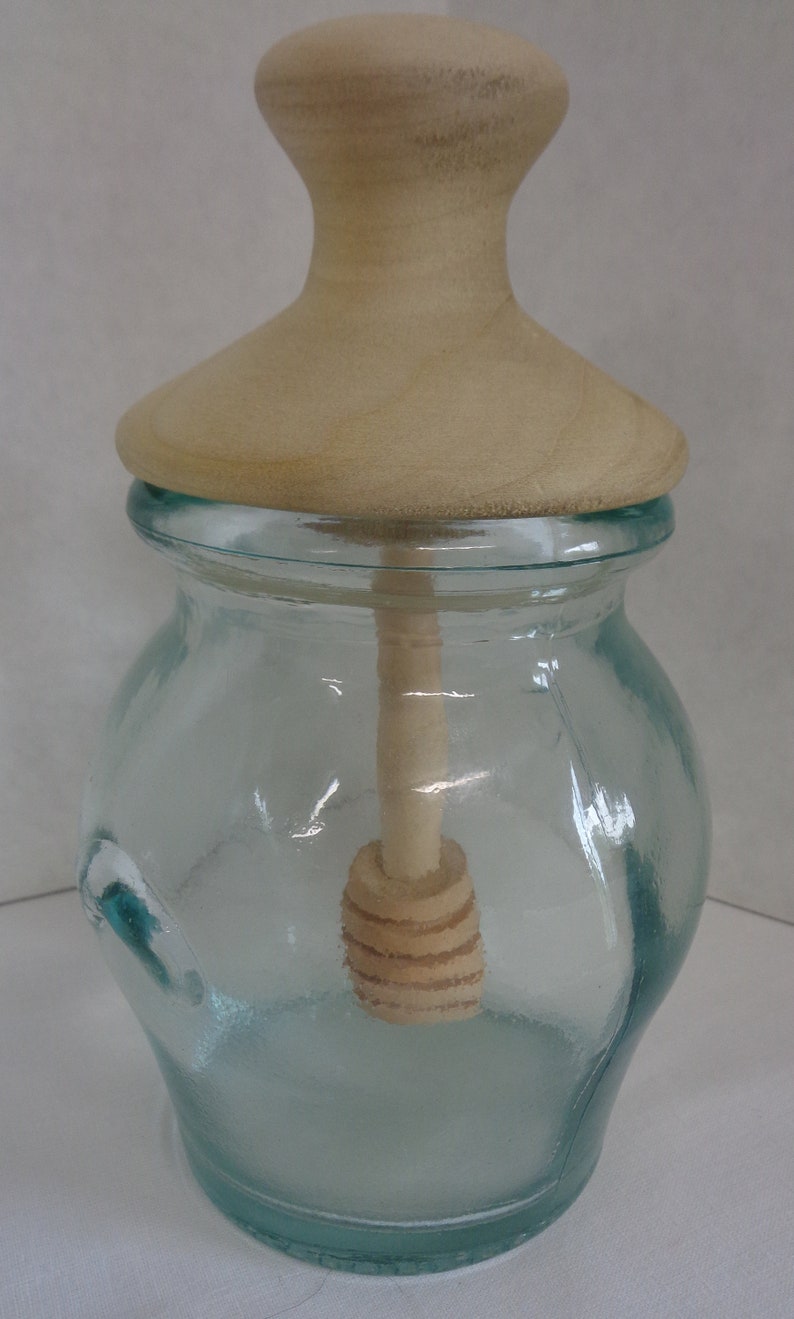 Glass Honey Jar. Honey Jar With Wooden Dipper.original Spanish Etsy