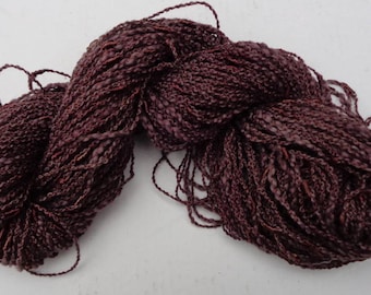 Hand dyed cotton bamboo seed yarn.  Natural walnut dye. Down to earth.
