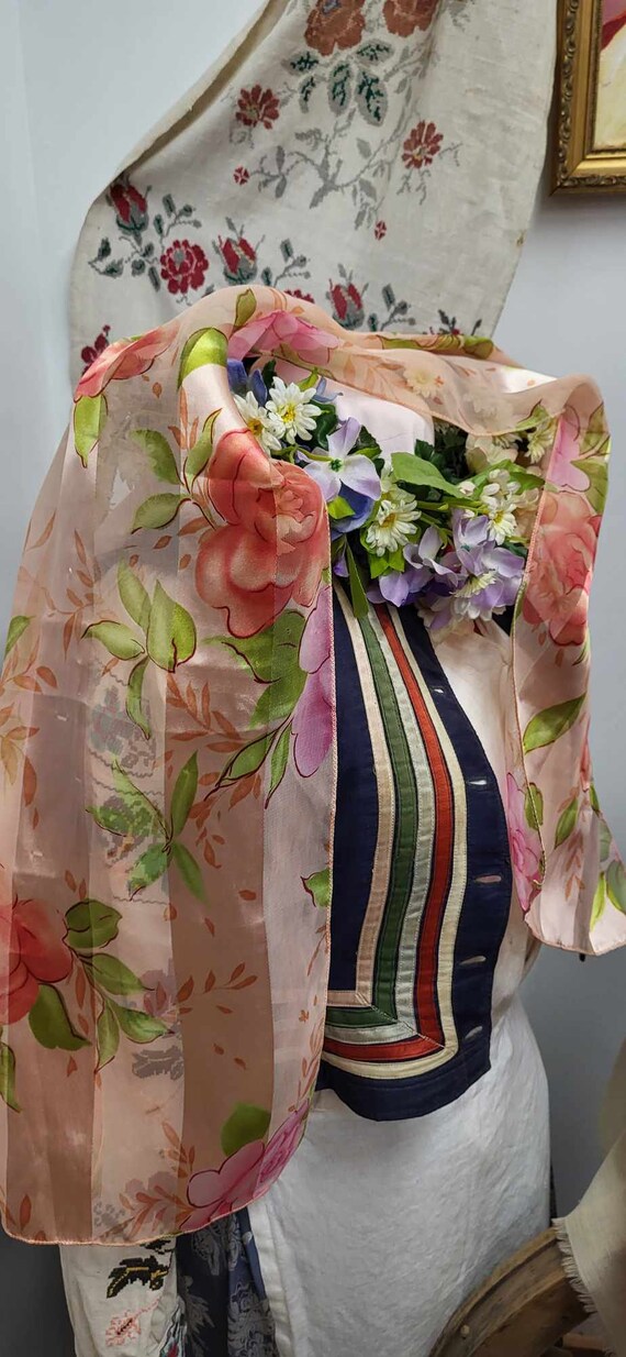 Vintage silk scarf, kerchief, shawl. German silk … - image 7