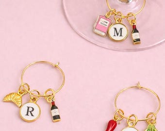 Custom Gold Wine Glass Charms, Bridal Shower Favors, Bridal Shower Gifts, Girls Trip Gifts, Bachelorette Party Favors, Bachelorette Gifts
