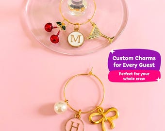 Custom Gold Wine Glass Charms, Bridal Shower Favors, Bridal Shower Gifts, Girls Trip Gifts, Bachelorette Party Favors, Bachelorette Gifts