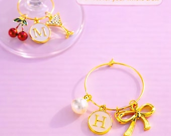 Custom Gold Wine Glass Charms, Bridal Shower Favors, Bridal Shower Gifts, Girls Trip Gifts, Bachelorette Party Favors, Bachelorette Gifts